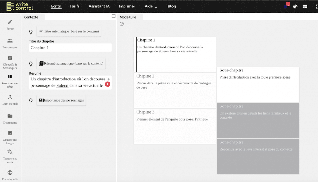 Interface de WriteControl